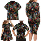 Australia Kangaroo Paw And Splendid Fairy-wren Family Matching Long Sleeve Bodycon Dress and Hawaiian Shirt Sameless Style