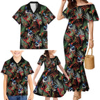 Australia Kangaroo Paw And Splendid Fairy-wren Family Matching Mermaid Dress and Hawaiian Shirt Sameless Style