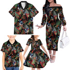 Australia Kangaroo Paw And Splendid Fairy-wren Family Matching Off The Shoulder Long Sleeve Dress and Hawaiian Shirt Sameless Style