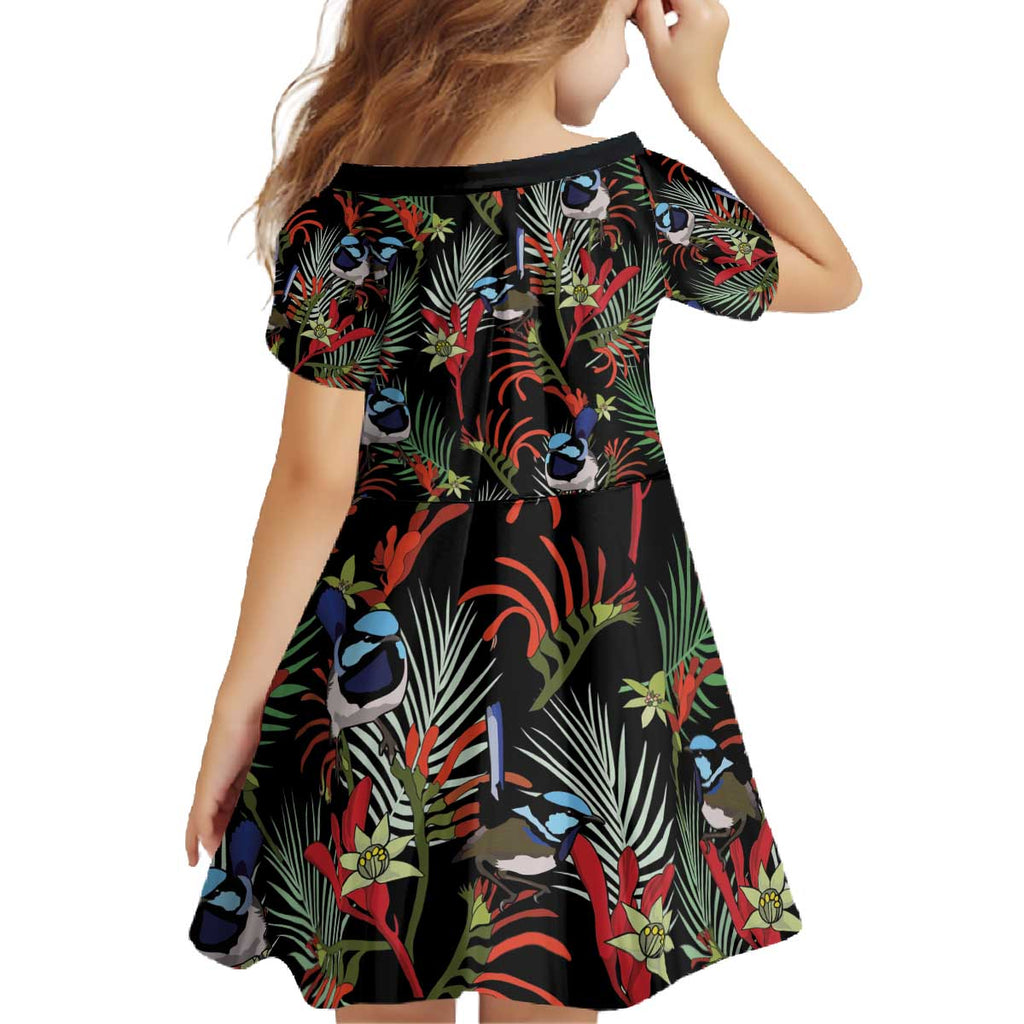 Australia Kangaroo Paw And Splendid Fairy-wren Family Matching Off The Shoulder Long Sleeve Dress and Hawaiian Shirt Sameless Style