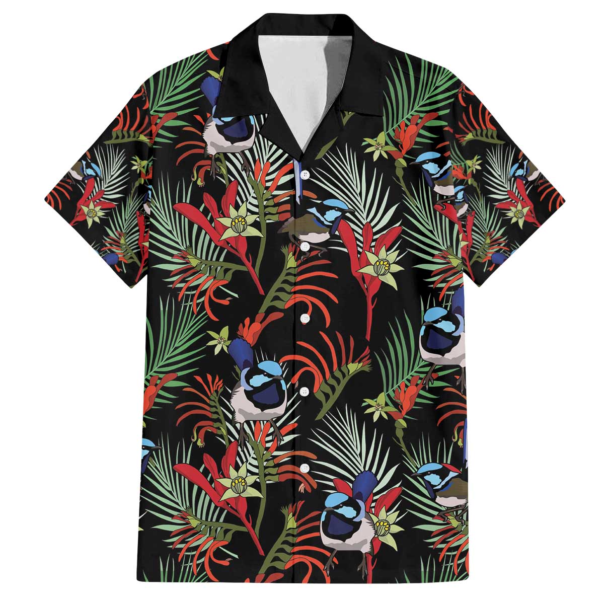 Australia Kangaroo Paw And Splendid Fairy-wren Family Matching Off The Shoulder Long Sleeve Dress and Hawaiian Shirt Sameless Style
