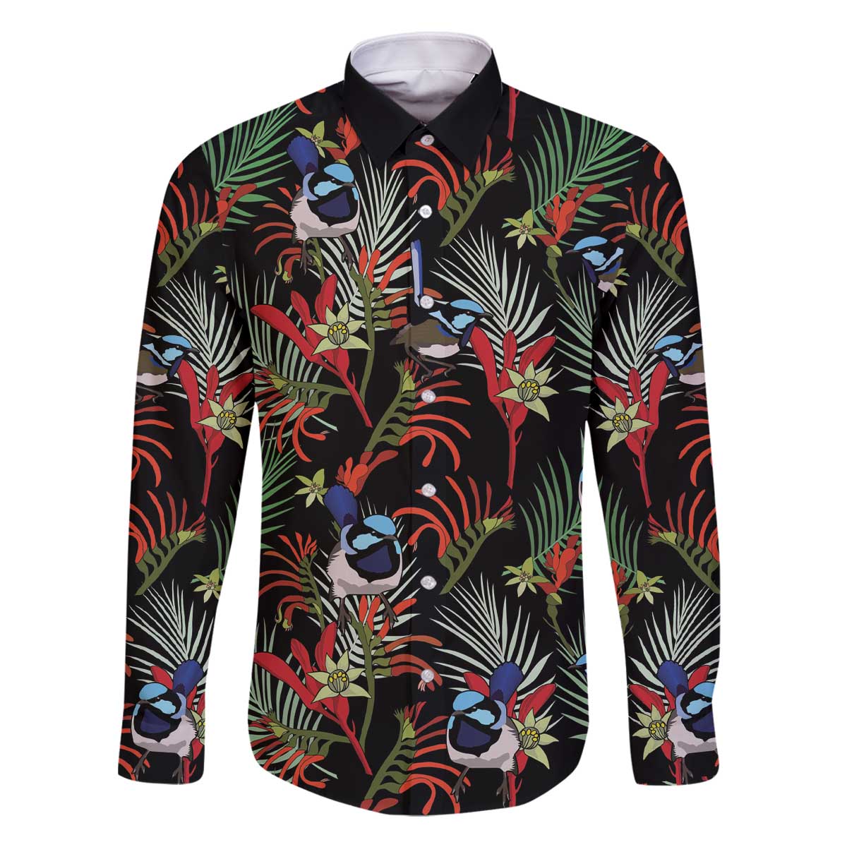 Australia Kangaroo Paw And Splendid Fairy-wren Family Matching Off The Shoulder Long Sleeve Dress and Hawaiian Shirt Sameless Style