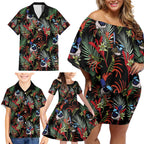 Australia Kangaroo Paw And Splendid Fairy-wren Family Matching Off Shoulder Short Dress and Hawaiian Shirt Sameless Style