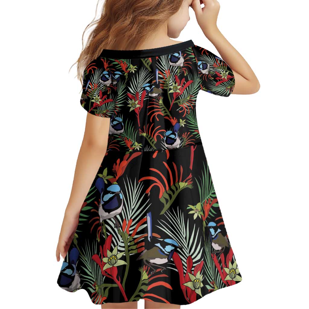 Australia Kangaroo Paw And Splendid Fairy-wren Family Matching Off Shoulder Short Dress and Hawaiian Shirt Sameless Style