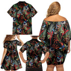 Australia Kangaroo Paw And Splendid Fairy-wren Family Matching Off Shoulder Short Dress and Hawaiian Shirt Sameless Style