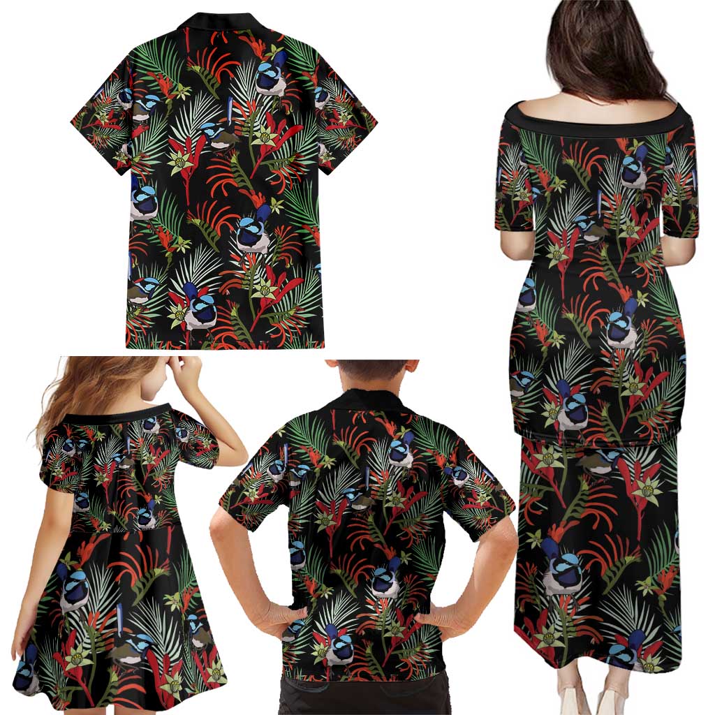 Australia Kangaroo Paw And Splendid Fairy-wren Family Matching Puletasi and Hawaiian Shirt Sameless Style