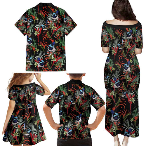 Australia Kangaroo Paw And Splendid Fairy-wren Family Matching Puletasi and Hawaiian Shirt Sameless Style
