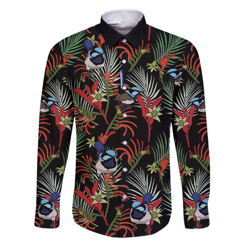Australia Kangaroo Paw And Splendid Fairy-wren Family Matching Puletasi and Hawaiian Shirt Sameless Style