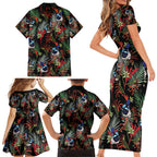 Australia Kangaroo Paw And Splendid Fairy-wren Family Matching Short Sleeve Bodycon Dress and Hawaiian Shirt Sameless Style