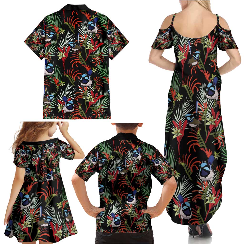 Australia Kangaroo Paw And Splendid Fairy-wren Family Matching Summer Maxi Dress and Hawaiian Shirt Sameless Style