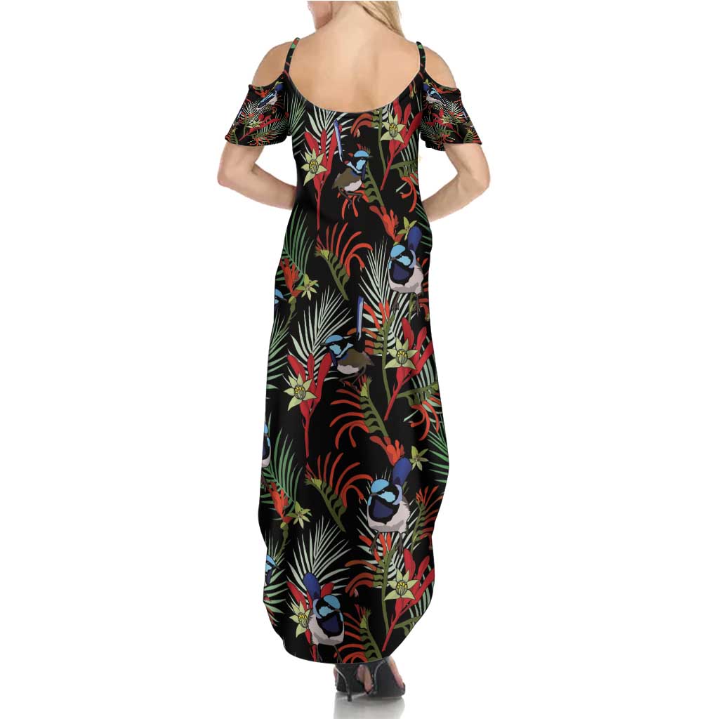 Australia Kangaroo Paw And Splendid Fairy-wren Family Matching Summer Maxi Dress and Hawaiian Shirt Sameless Style