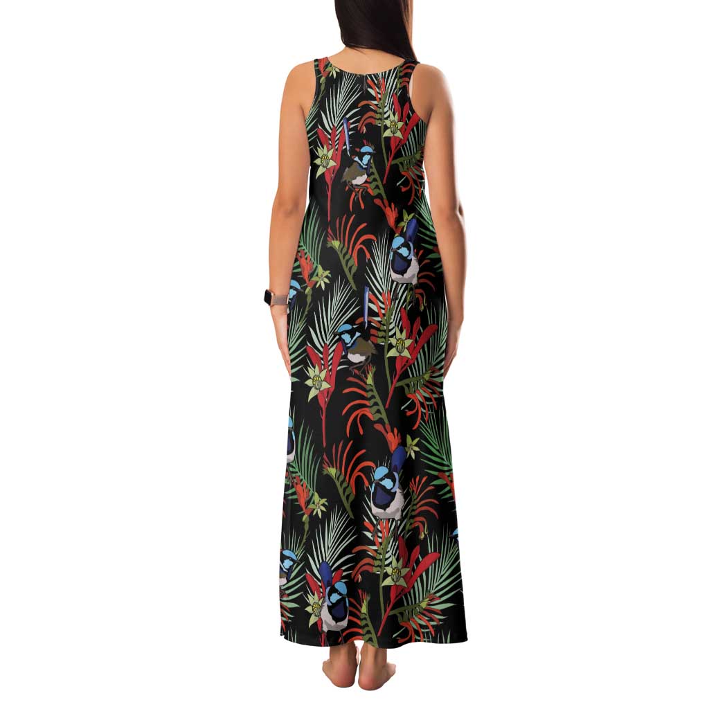 Australia Kangaroo Paw And Splendid Fairy-wren Family Matching Tank Maxi Dress and Hawaiian Shirt Sameless Style