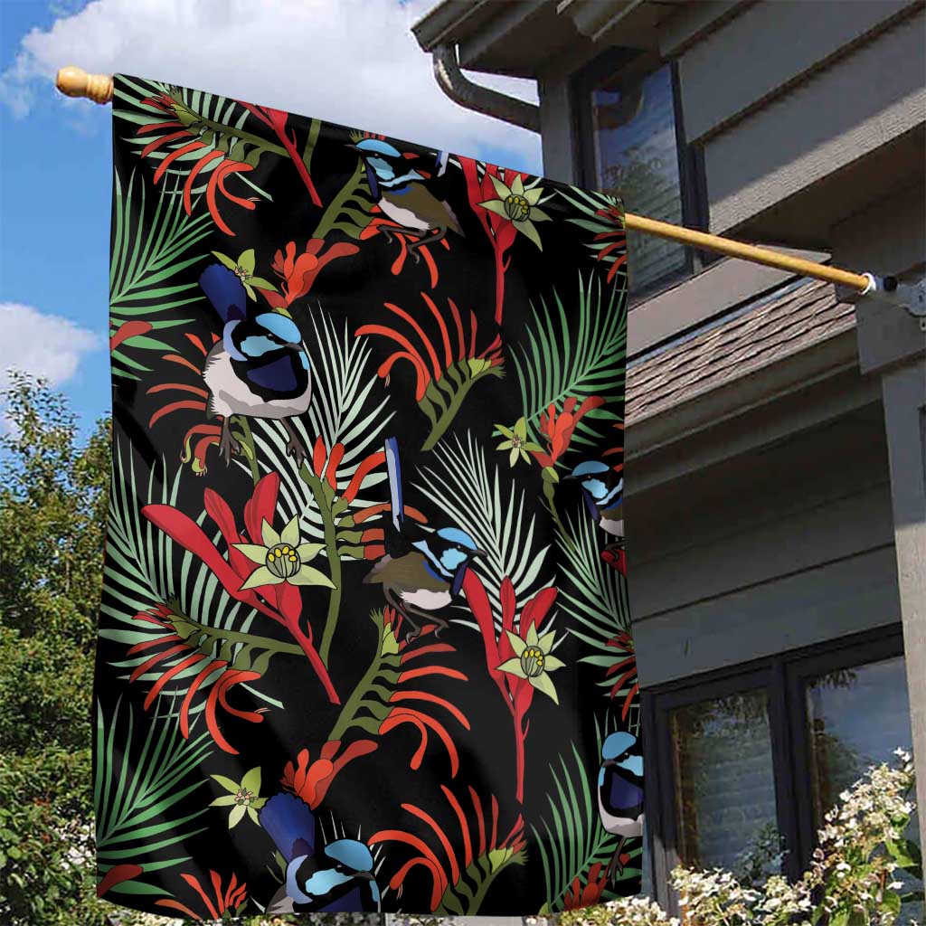 Australia Kangaroo Paw And Splendid Fairy-wren Garden Flag Sameless Style