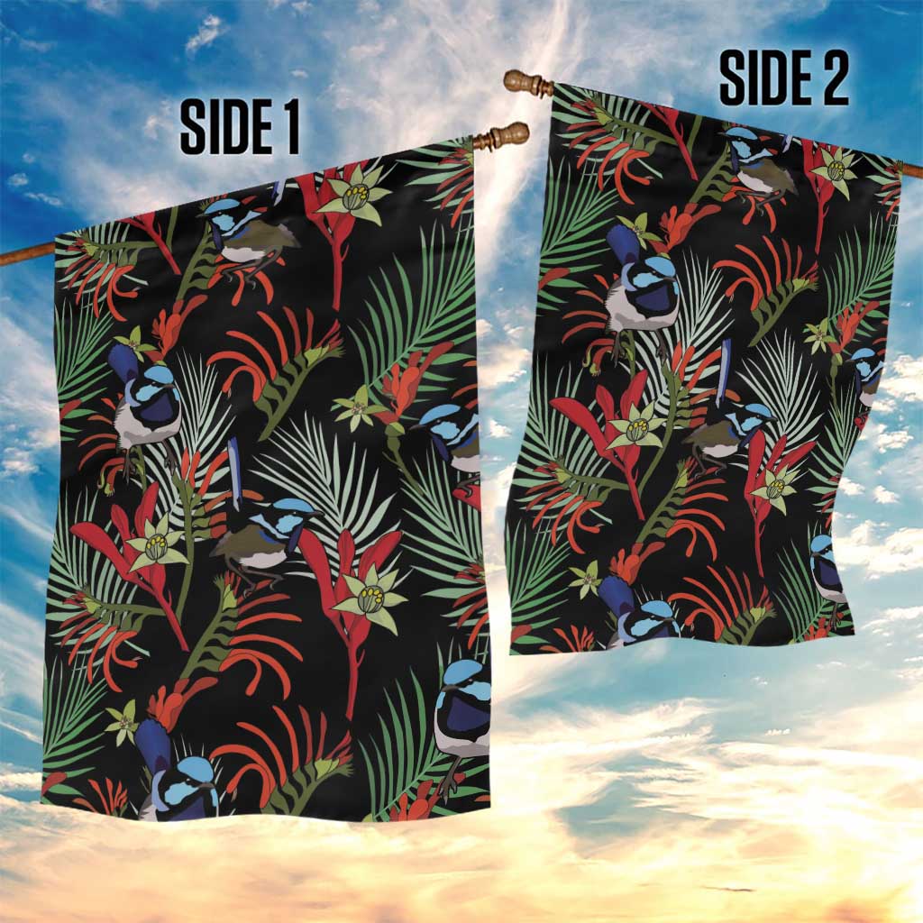Australia Kangaroo Paw And Splendid Fairy-wren Garden Flag Sameless Style