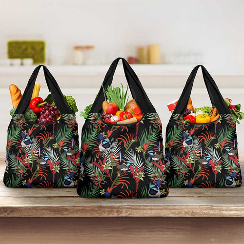 Australia Kangaroo Paw And Splendid Fairy-wren Grocery Bag Sameless Style