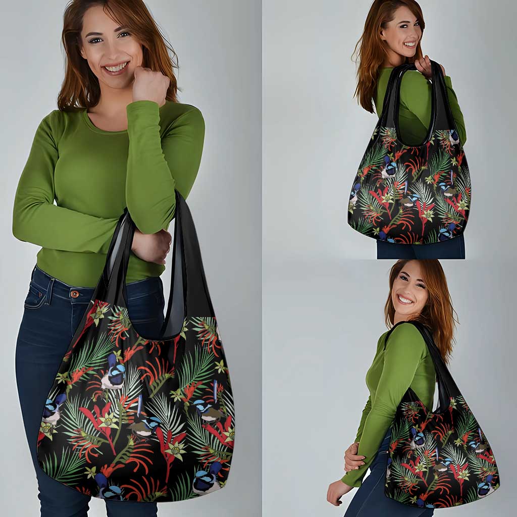 Australia Kangaroo Paw And Splendid Fairy-wren Grocery Bag Sameless Style