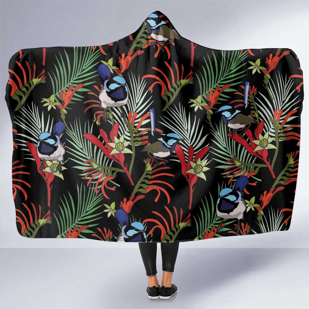 Australia Kangaroo Paw And Splendid Fairy-wren Hooded Blanket Sameless Style