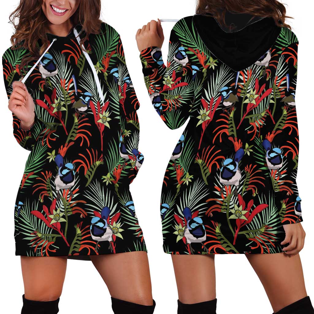 Australia Kangaroo Paw And Splendid Fairy-wren Hoodie Dress Sameless Style