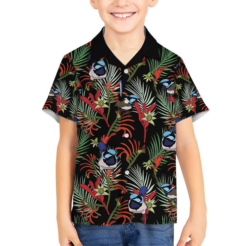 Australia Kangaroo Paw And Splendid Fairy-wren Kid Hawaiian Shirt Sameless Style