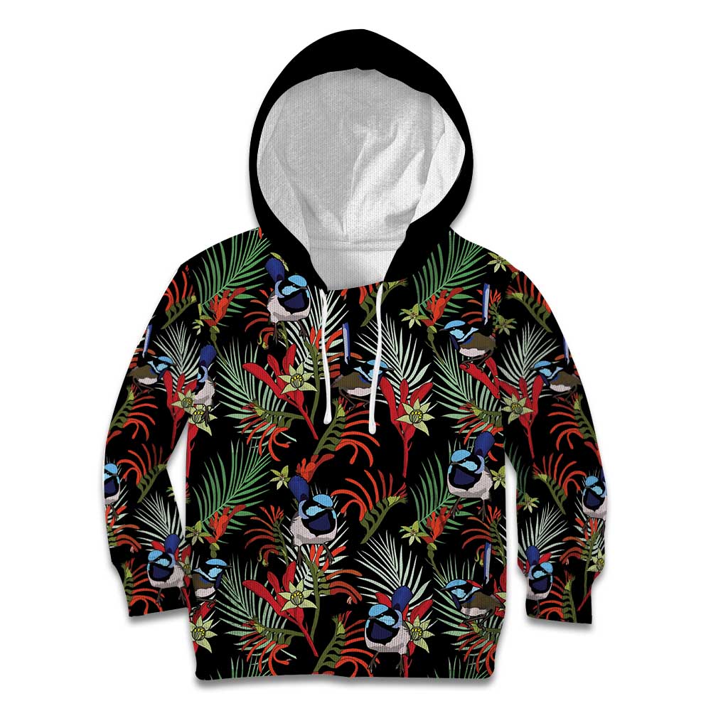 Australia Kangaroo Paw And Splendid Fairy-wren Kid Hoodie Sameless Style