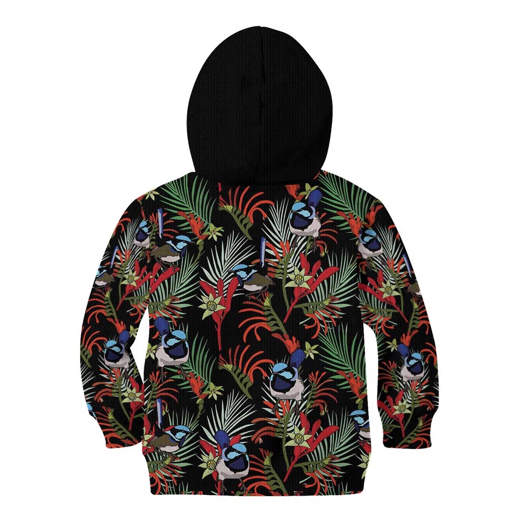 Australia Kangaroo Paw And Splendid Fairy-wren Kid Hoodie Sameless Style