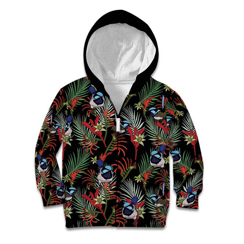 Australia Kangaroo Paw And Splendid Fairy-wren Kid Hoodie Sameless Style