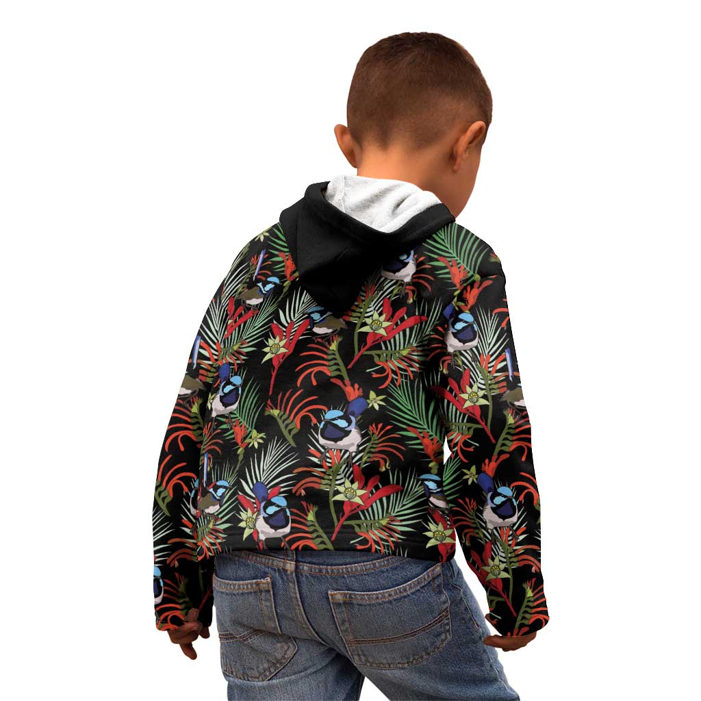 Australia Kangaroo Paw And Splendid Fairy-wren Kid Hoodie Sameless Style