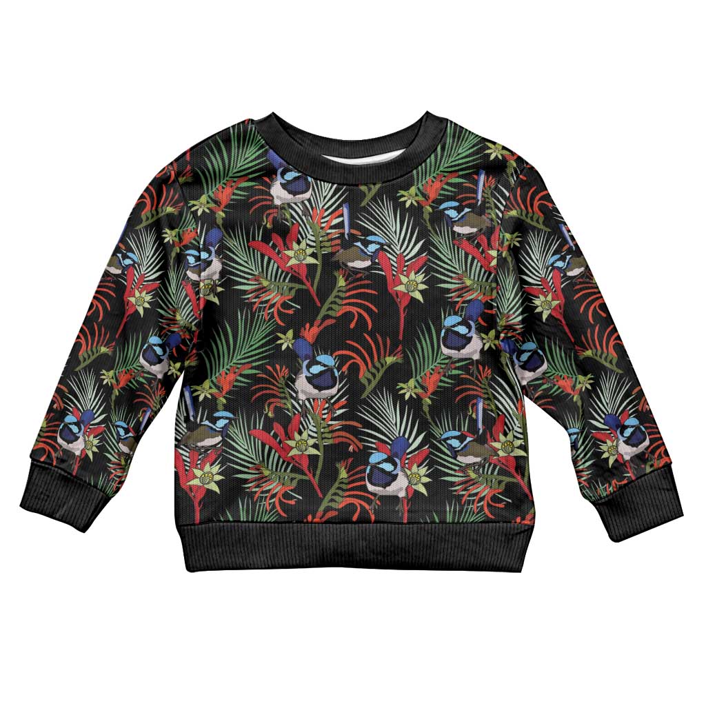 Australia Kangaroo Paw And Splendid Fairy-wren Kid Ugly Christmas Sweater Sameless Style