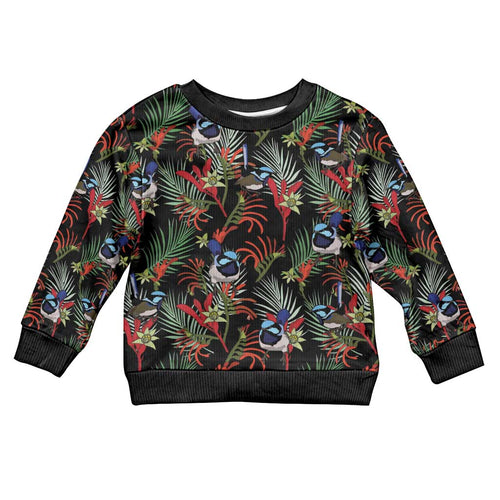 Australia Kangaroo Paw And Splendid Fairy-wren Kid Ugly Christmas Sweater Sameless Style