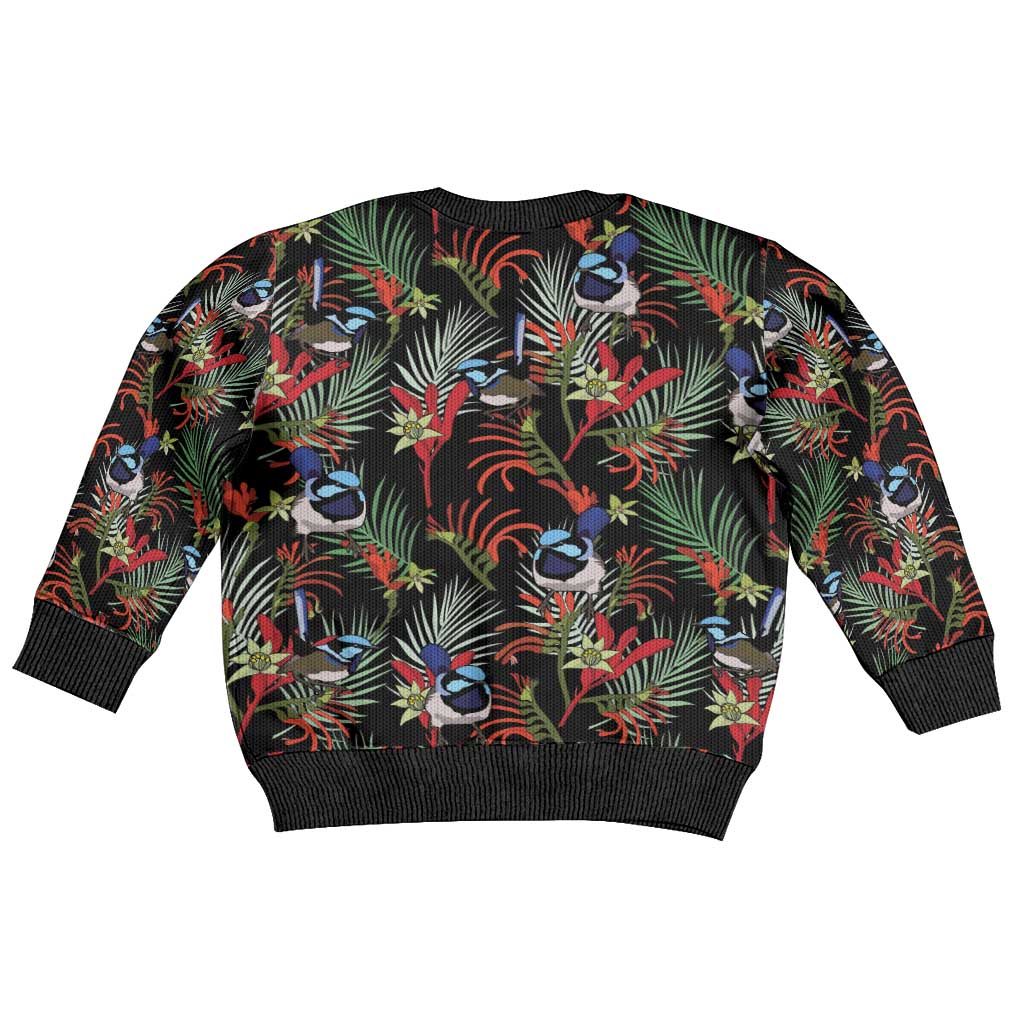 Australia Kangaroo Paw And Splendid Fairy-wren Kid Ugly Christmas Sweater Sameless Style