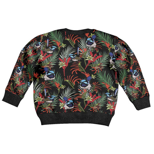 Australia Kangaroo Paw And Splendid Fairy-wren Kid Ugly Christmas Sweater Sameless Style
