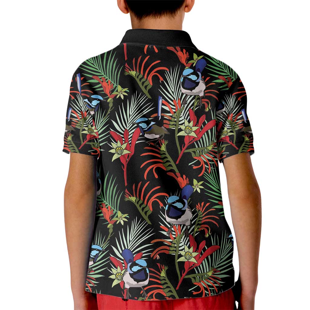 Australia Kangaroo Paw And Splendid Fairy-wren Kid Polo Shirt Sameless Style