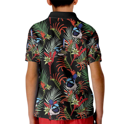 Australia Kangaroo Paw And Splendid Fairy-wren Kid Polo Shirt Sameless Style