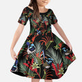 Australia Kangaroo Paw And Splendid Fairy-wren Kid Short Sleeve Dress Sameless Style