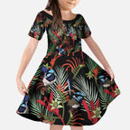 Australia Kangaroo Paw And Splendid Fairy-wren Kid Short Sleeve Dress Sameless Style