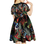 Australia Kangaroo Paw And Splendid Fairy-wren Kid Short Sleeve Dress Sameless Style