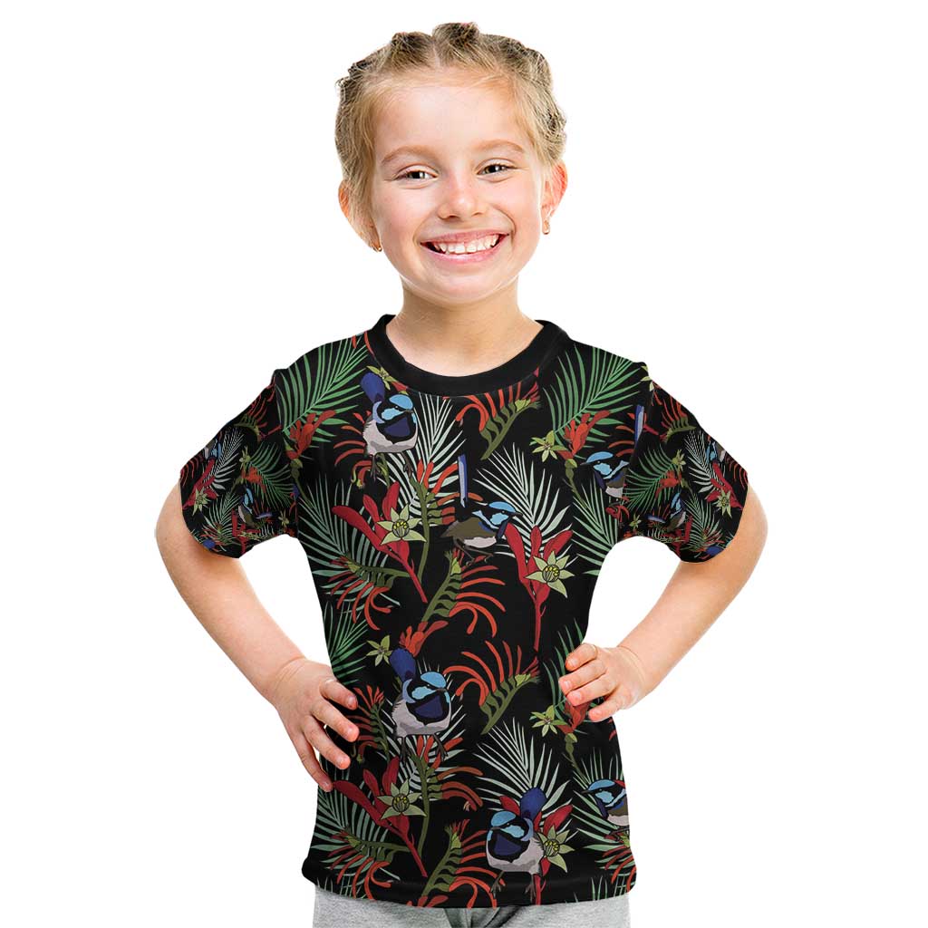 Australia Kangaroo Paw And Splendid Fairy-wren Kid T Shirt Sameless Style