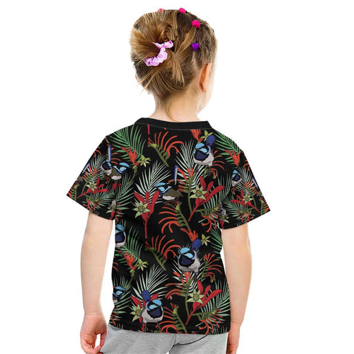 Australia Kangaroo Paw And Splendid Fairy-wren Kid T Shirt Sameless Style