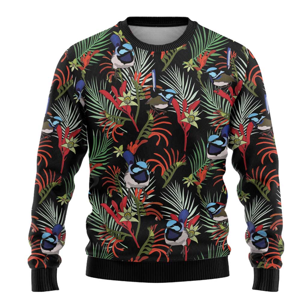 Australia Kangaroo Paw And Splendid Fairy-wren Ugly Christmas Sweater Sameless Style