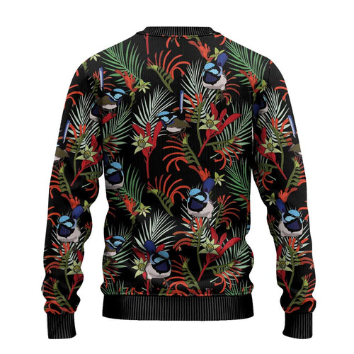 Australia Kangaroo Paw And Splendid Fairy-wren Ugly Christmas Sweater Sameless Style