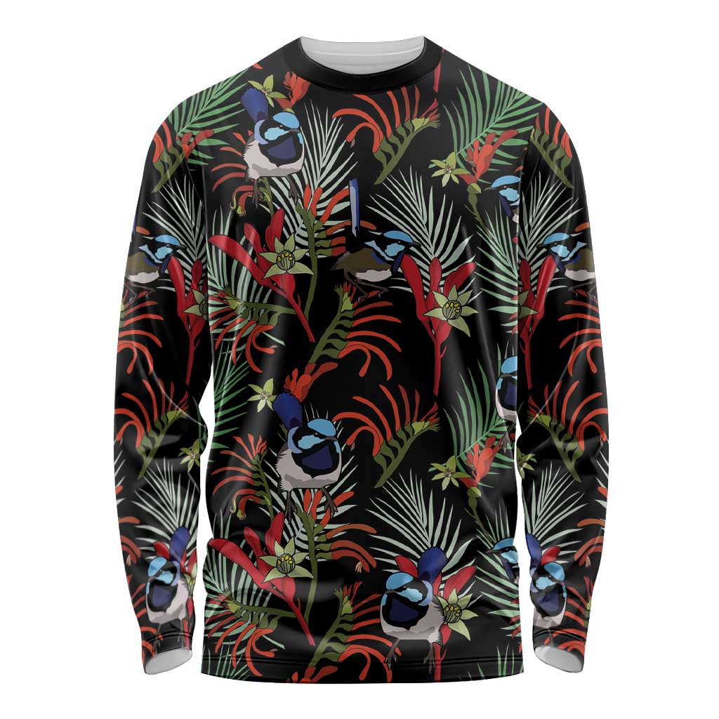 Australia Kangaroo Paw And Splendid Fairy-wren Long Sleeve Shirt Sameless Style