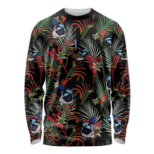 Australia Kangaroo Paw And Splendid Fairy-wren Long Sleeve Shirt Sameless Style