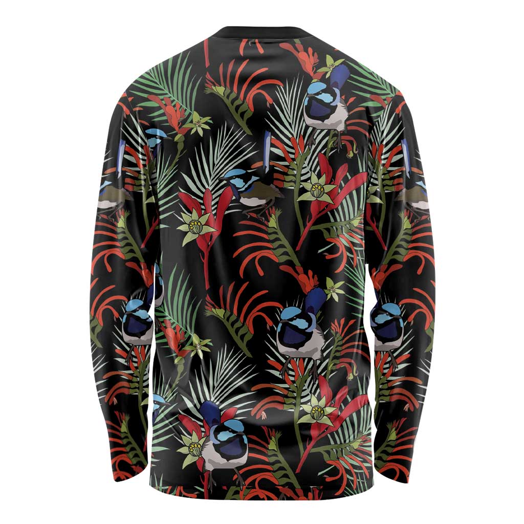 Australia Kangaroo Paw And Splendid Fairy-wren Long Sleeve Shirt Sameless Style