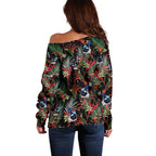 Australia Kangaroo Paw And Splendid Fairy-wren Off Shoulder Sweater Sameless Style