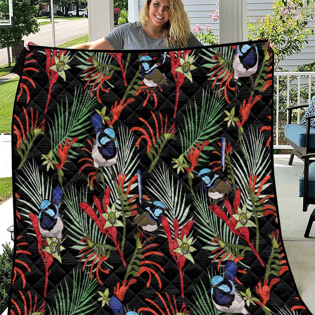 Australia Kangaroo Paw And Splendid Fairy-wren Quilt Sameless Style