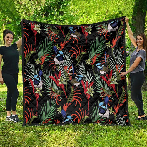 Australia Kangaroo Paw And Splendid Fairy-wren Quilt Sameless Style