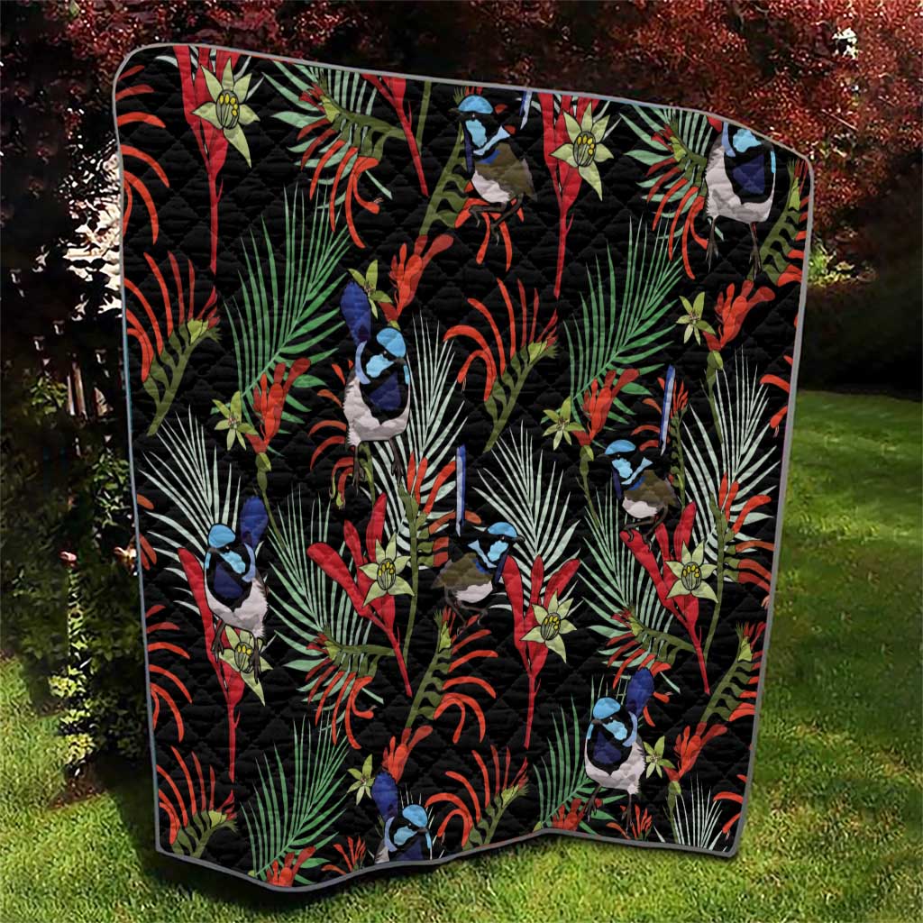 Australia Kangaroo Paw And Splendid Fairy-wren Quilt Sameless Style