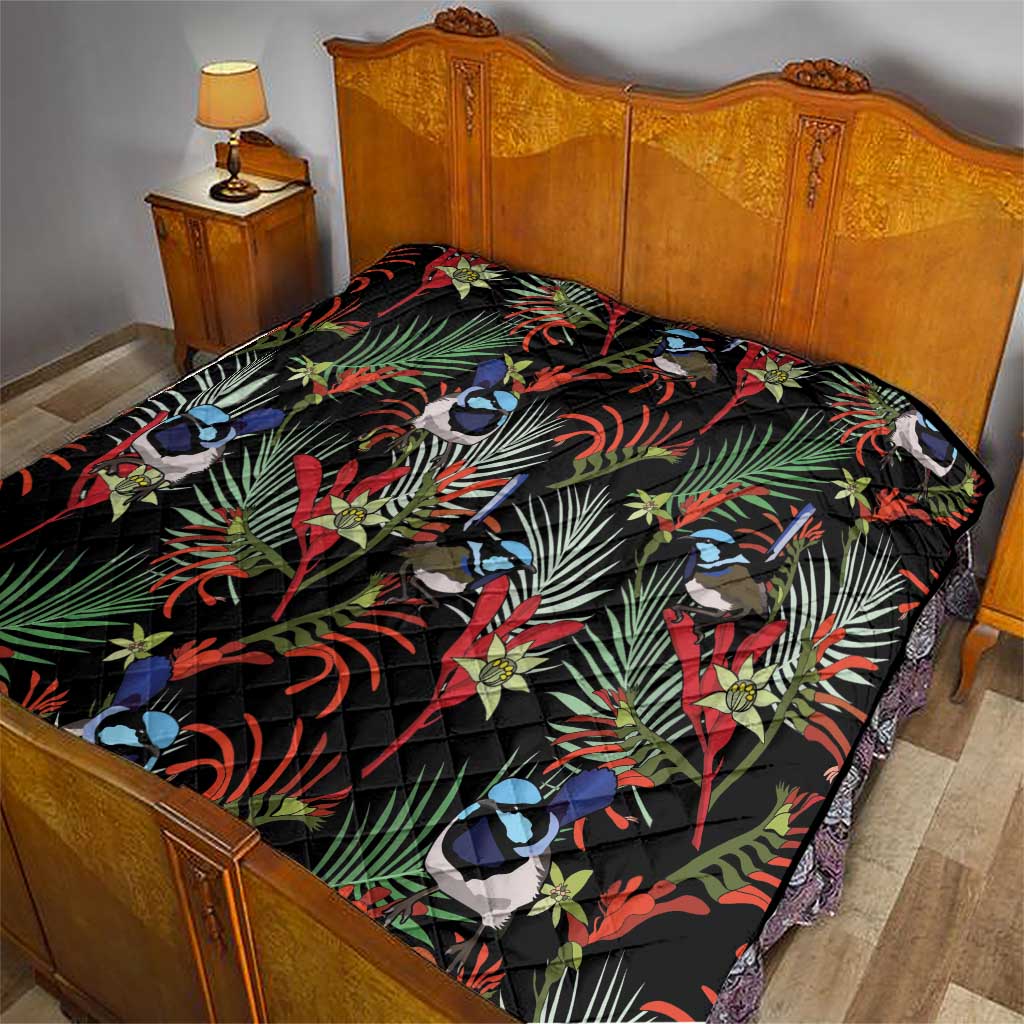 Australia Kangaroo Paw And Splendid Fairy-wren Quilt Sameless Style
