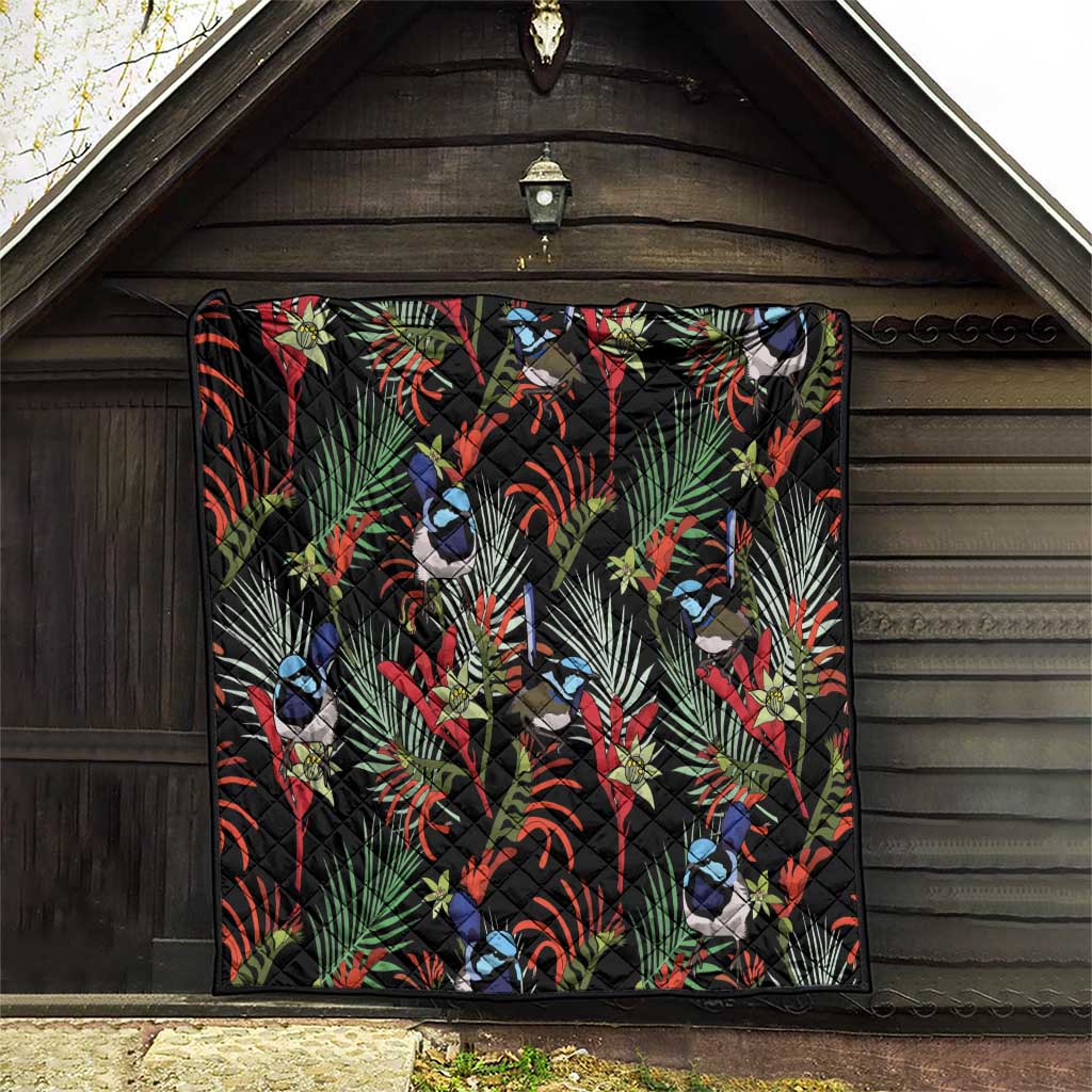 Australia Kangaroo Paw And Splendid Fairy-wren Quilt Sameless Style