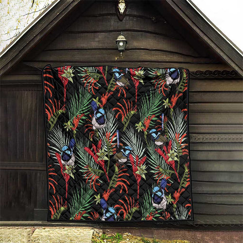 Australia Kangaroo Paw And Splendid Fairy-wren Quilt Sameless Style